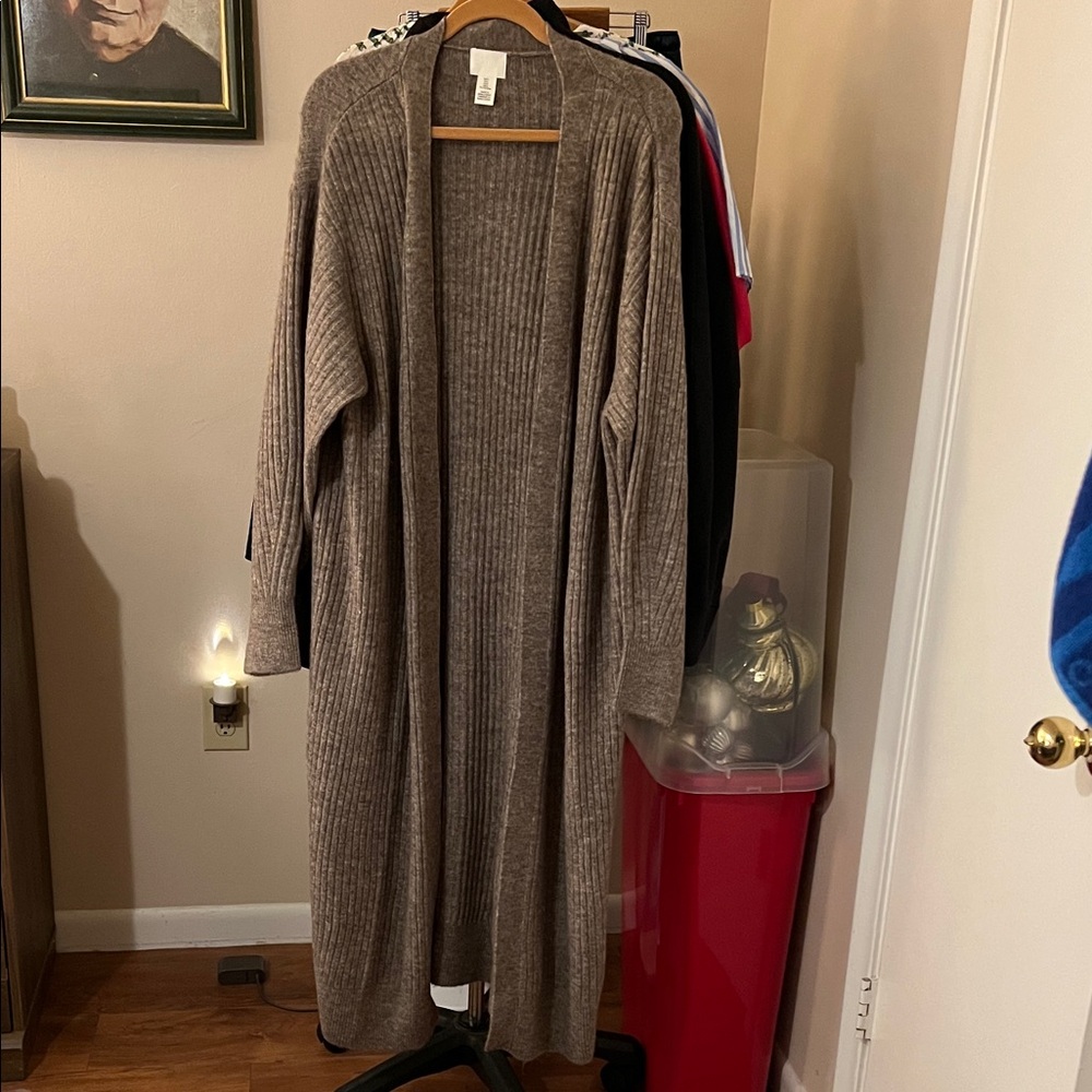H&M Long Cardigan Cozy Brown Women's